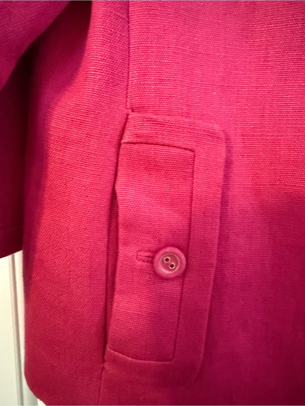 Talbots Women's Pink Linen Notch Collar Blazer Jacket Sz 8 Mid-Length 3 Button - Picture 4 of 11